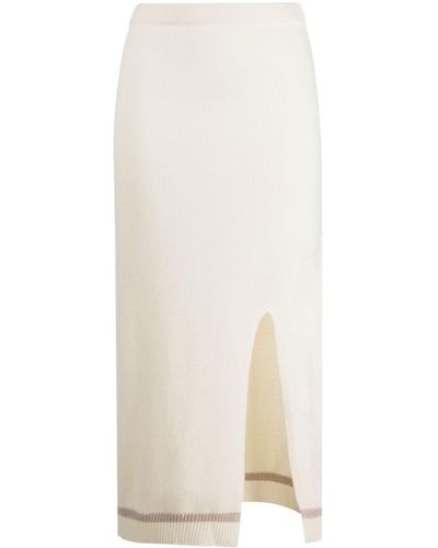 Lorena Antoniazzi Stripe-trimmed Knitted Skirt - Natural