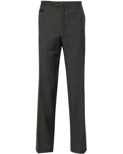 Corneliani Mini-check tailored trousers - Gris