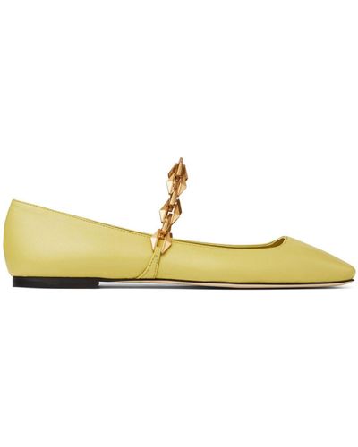 Jimmy Choo Diamond Tilda Leather Ballerina Shoes - Yellow