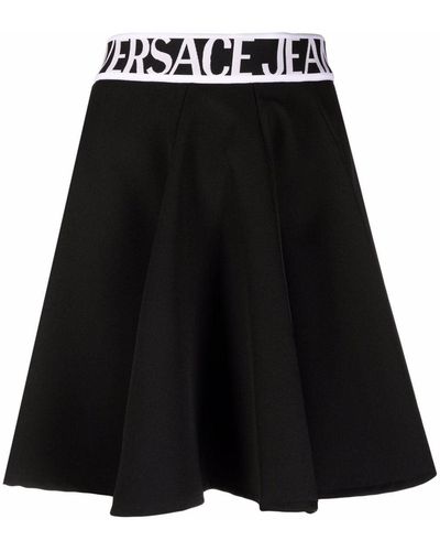 Versace Logo-waistband A-line Skirt - Black