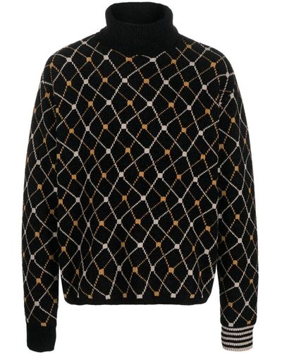 Random Identities Roll-neck Jacquard Sweater - Black