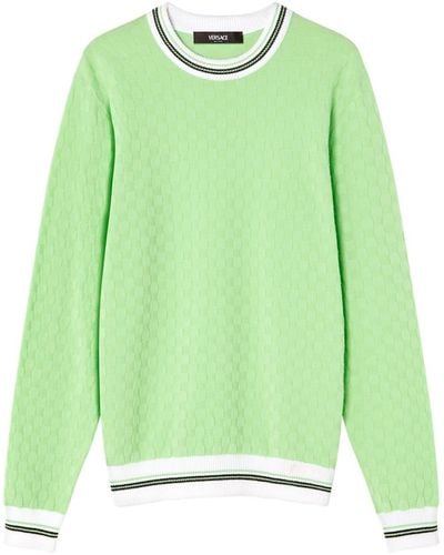Versace Checked Cotton-blend Sweater - Green