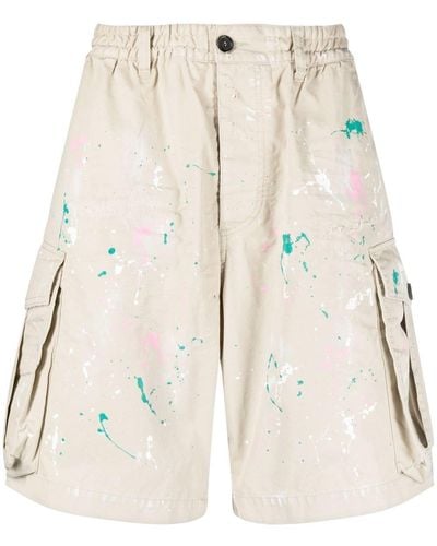 DSquared² Paint Splatter Cargo Shorts - Natural