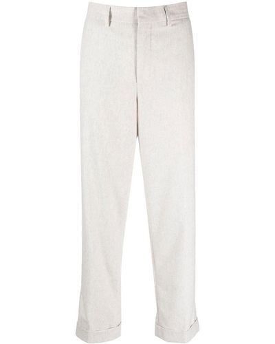 Closed Rolled-cuff Cropped Trousers - White