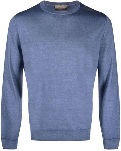 Canali Wool-silk Blend Sweatshirt - Blue