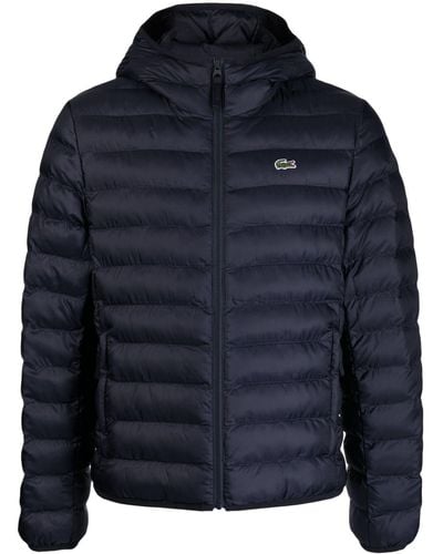 Lacoste Logo-patch Quilted Hooded Jacket - Blue