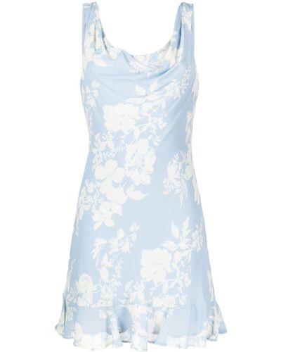 Reformation Mini-jurk Met Bloemenpatroon - Blauw