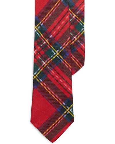 Polo Ralph Lauren Tartan-check Linen Tie - Red