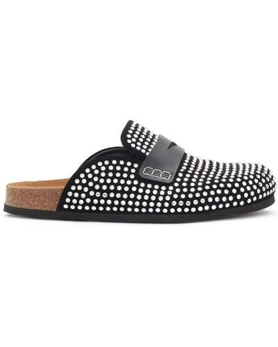 JW Anderson Mules estilo slip-on con cristales - Blanco