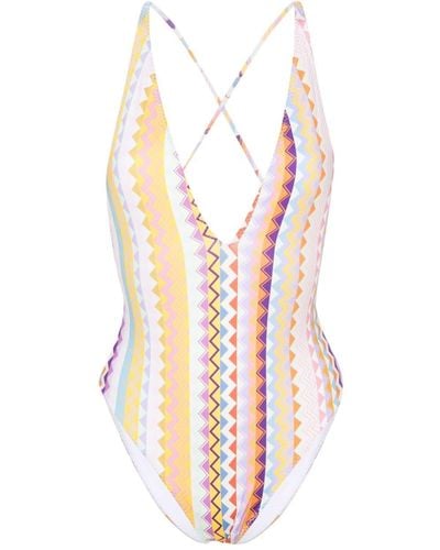 Missoni Zigzag-print Swimsuit - White