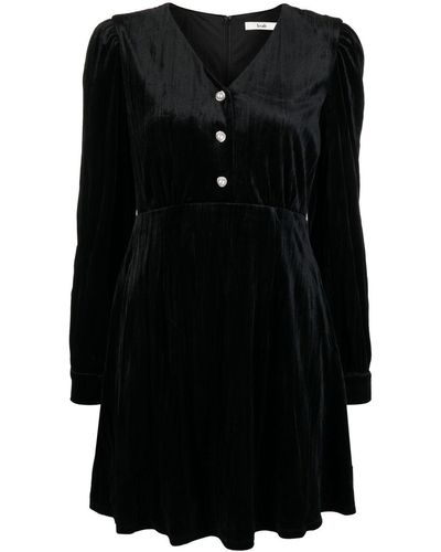 B+ AB Long-sleeved Velvet Minidress - Black