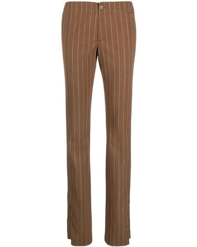 Filippa K Pinstripe-pattern Slim-fit Trousers - Brown