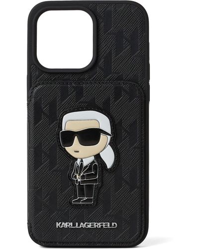Karl Lagerfeld Iphone 15 Pro Max Monogram Case - Black
