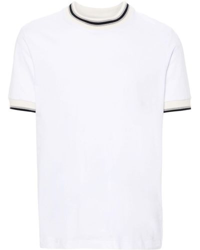 Peserico T-Shirt mit geripptem Rand - Weiß