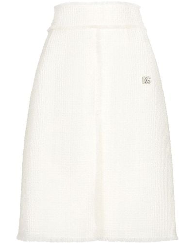 Dolce & Gabbana Tweed-Rock mit hohem Bund - Weiß
