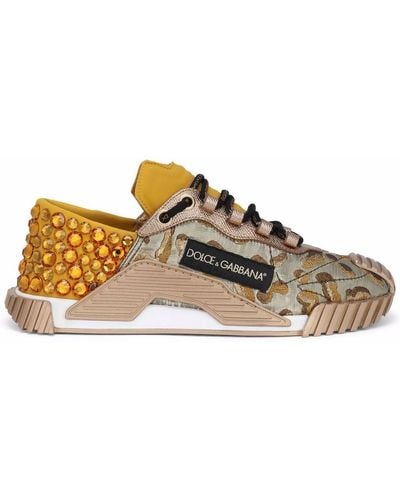 Dolce & Gabbana Logo-patch Embellished Sneakers - Yellow