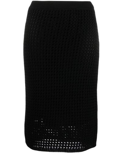 Theory High-rise Open-knit Pencil Skirt - Black