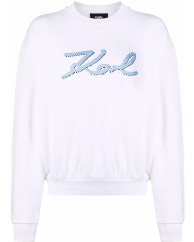 Karl Lagerfeld Sweater Met Geborduurd Logo - Wit