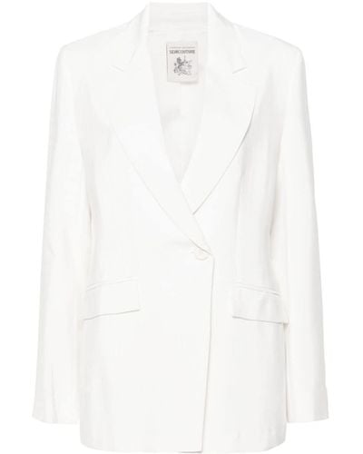 Semicouture Armoured Double-breasted Blazer - White