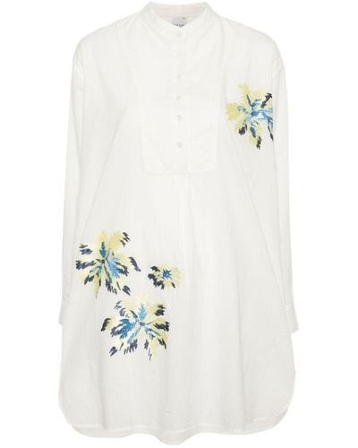 Paul Smith Palm Burst-embroidered cover-up shirt - Blanco