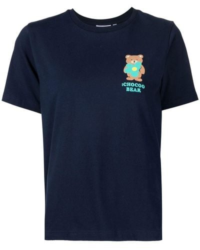 Chocoolate Bear-print Short-sleeved T-shirt - Blue