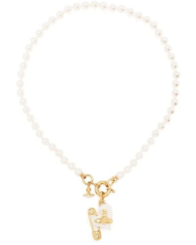 Vivienne Westwood Orietta Pendant Pearl Necklace - White