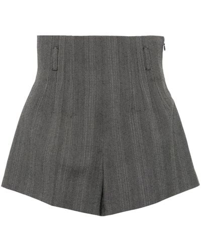 Prada Wool Pleated Shorts - Gray
