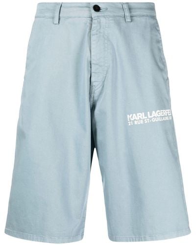 Karl Lagerfeld Logo-print Cotton Bermuda Shorts - Blue