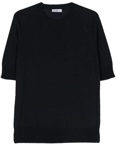 PT Torino Cotton-blend Ribbed T-shirt - Black