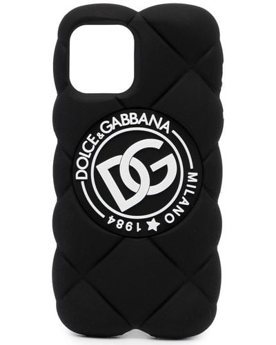 Dolce & Gabbana Dg-logo Quilted Iphone 12 Pro Max Cover - Black