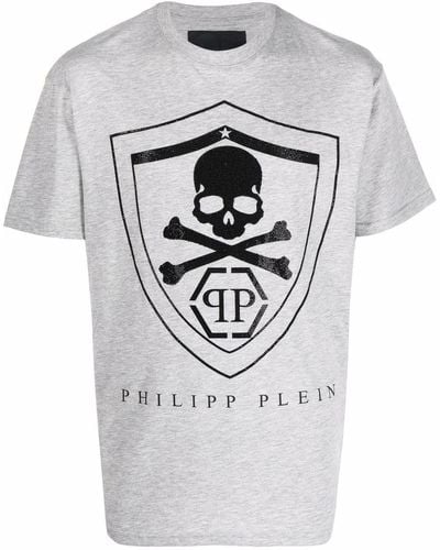 Philipp Plein スカルロゴ Tシャツ - グレー