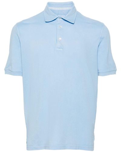 Fedeli Short-sleeve Piqué Polo Shirt - Blue