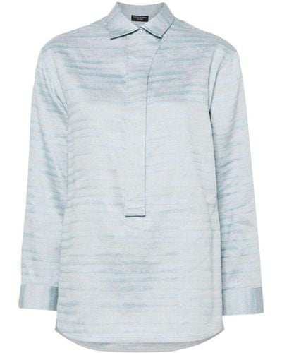 Emporio Armani Striped Linen-blend Shirt - Blue