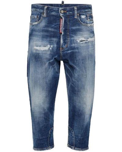 DSquared² Low-rise Paint-splatter Jeans - Blue