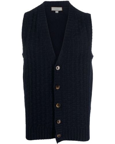 Canali Ribbed Wool-blend Vest - Blue