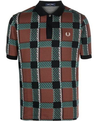 Fred Perry チェック ポロシャツ - ブラック