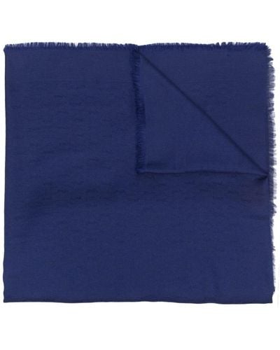 Saint Laurent Écharpe en maille fine à motif monogrammé - Bleu