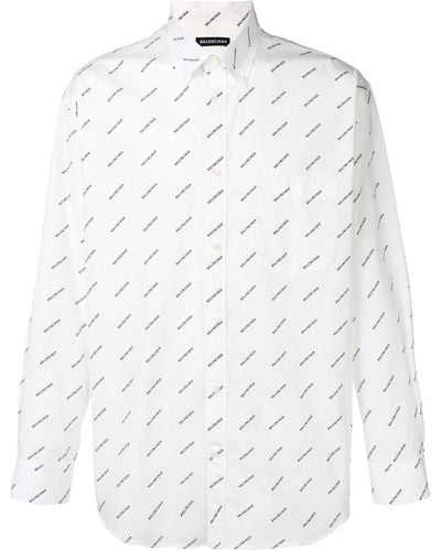 Balenciaga All-over Logo Shirt - White