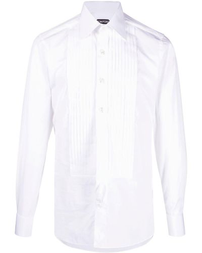 Tom Ford Chemise à plastron plissé - Blanc