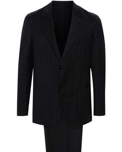 Lardini Pinstriped Wool Suit - Black