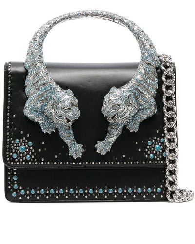 Roberto Cavalli Roar Crystal-embellished Shoulder Bag - Black