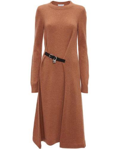 JW Anderson Padlock-detail Long-sleeve Dress - Brown