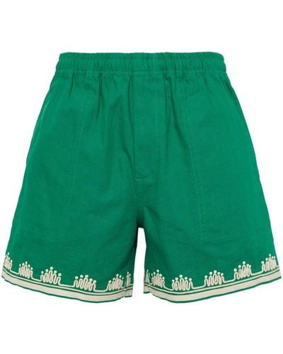 Bode Embroidered-design Cotton Shorts - Green
