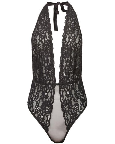 Fleur du Mal Charlotte Sheer-lace Bodysuit - Black