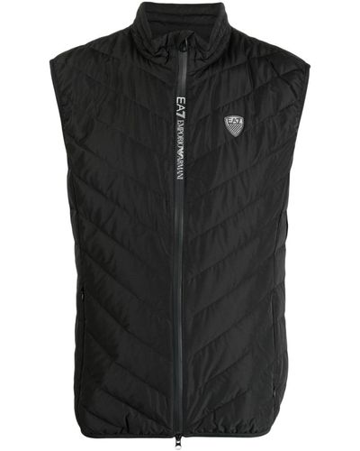 EA7 Logo-patch Quilted Padded Gilet - Black