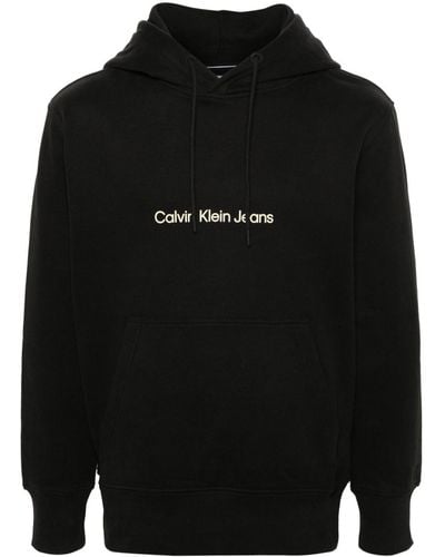 Calvin Klein Felpa in cotone con stampa logo - Nero