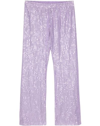 Stine Goya Markus Metallic-threading Straight-leg Trousers - Purple
