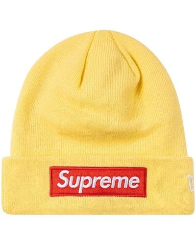 Supreme X New Era Box Logo Knitted Beanie - Yellow