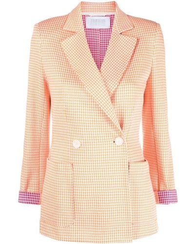 Harris Wharf London Houndstooth-pattern Double-breasted Blazer - Natural