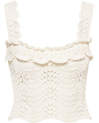 Oscar de la Renta Crochet-knit Top - Natural